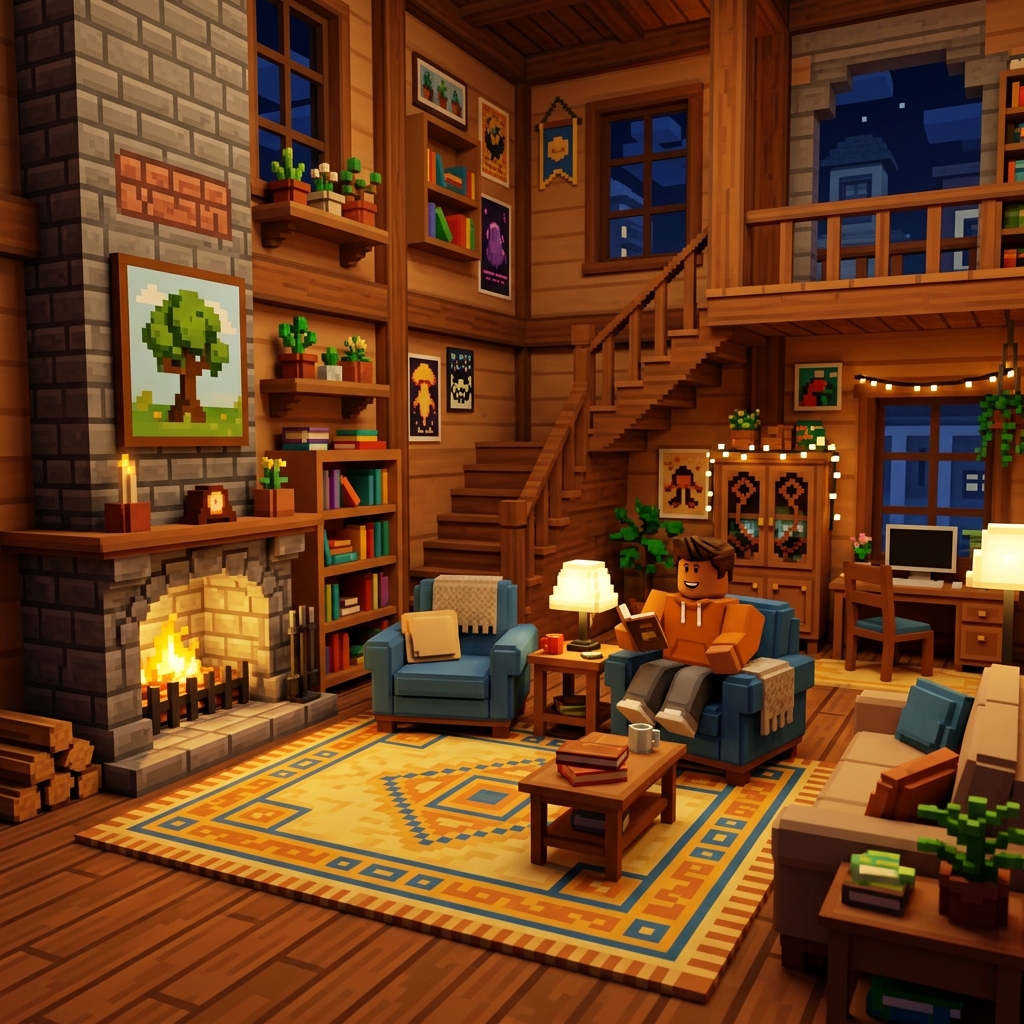 Roblox building interior showing creative design tools