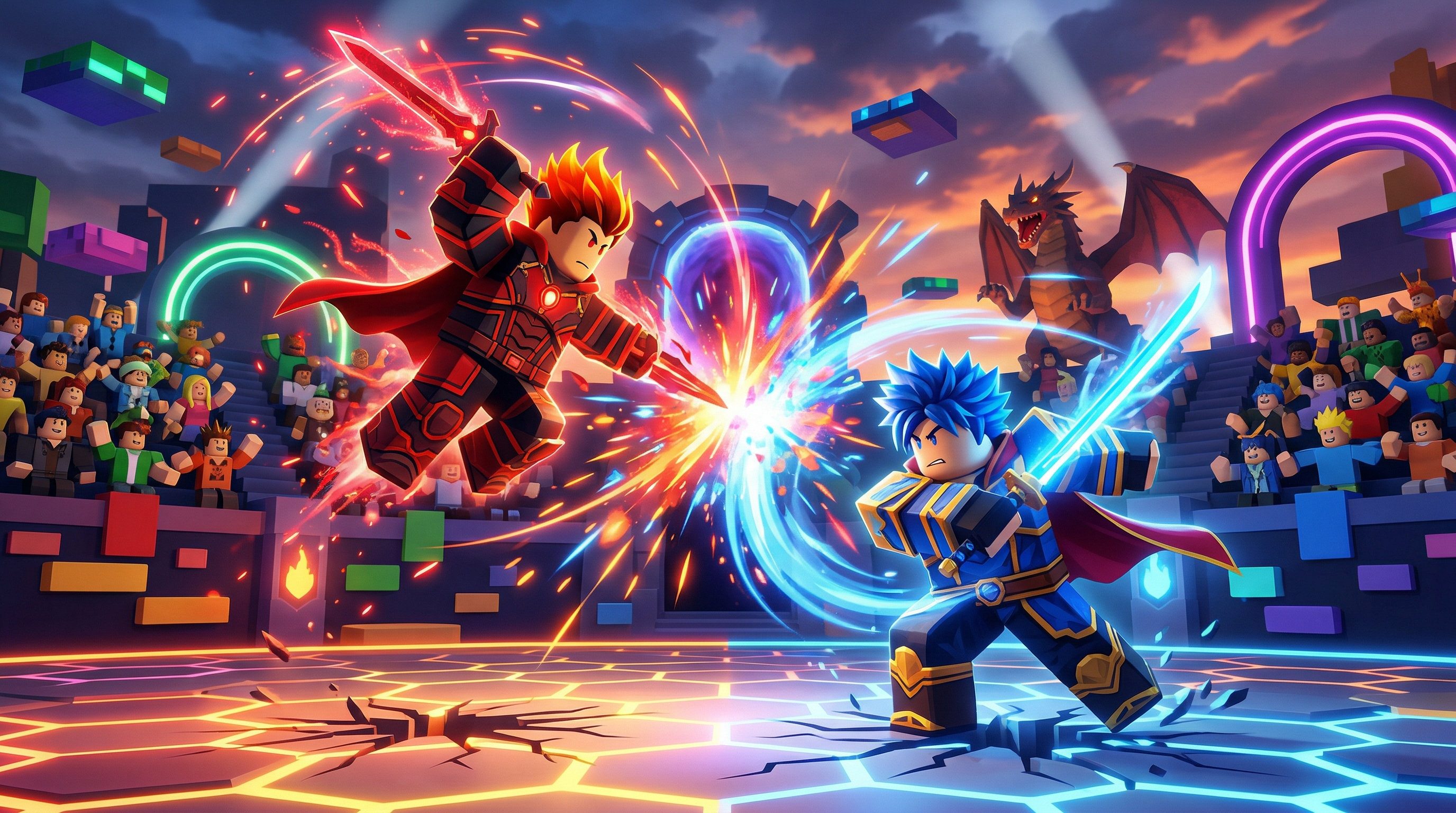 Roblox combat arena representing action-focused games in the rankings